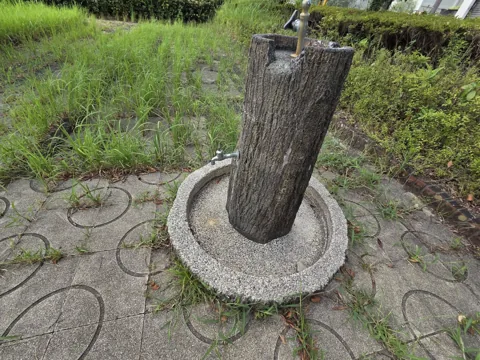 一番町公園：丸太風の水飲み場