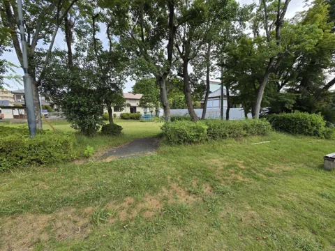 一番町公園：園路と周辺の住宅