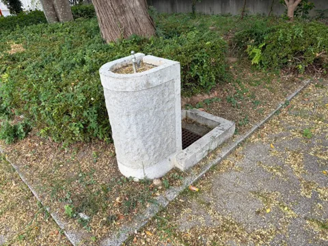 水堀東公園：園路沿いに設置された水飲み場
