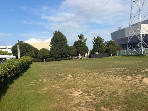 アミューズ豊田ポケットパーク：隣接施設に面した芝生スペース