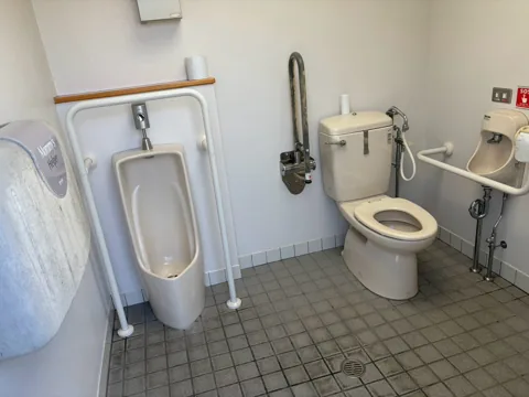 豊田高見丘北公園：手すりを備えたトイレ内部