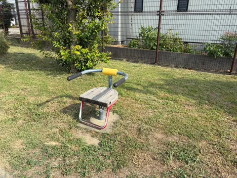 豊田東原梅ノ木公園：芝生に設置された健康遊具