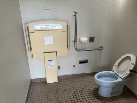 豊田森本農村公園：手すりとベビーシートのある洋式トイレ